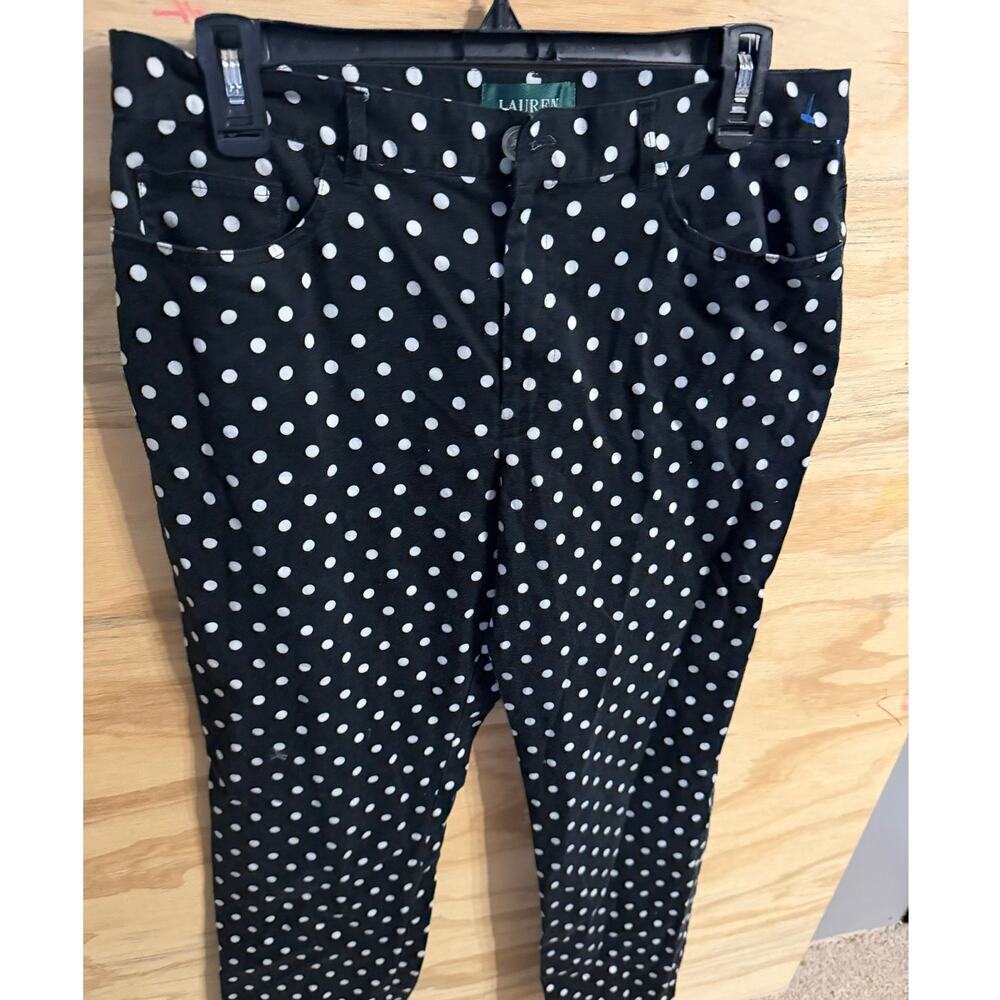 Women's Lauren Ralph Lauren Polka Dot Pants 12 Classic Preppy Timeless - Picture 2 of 3